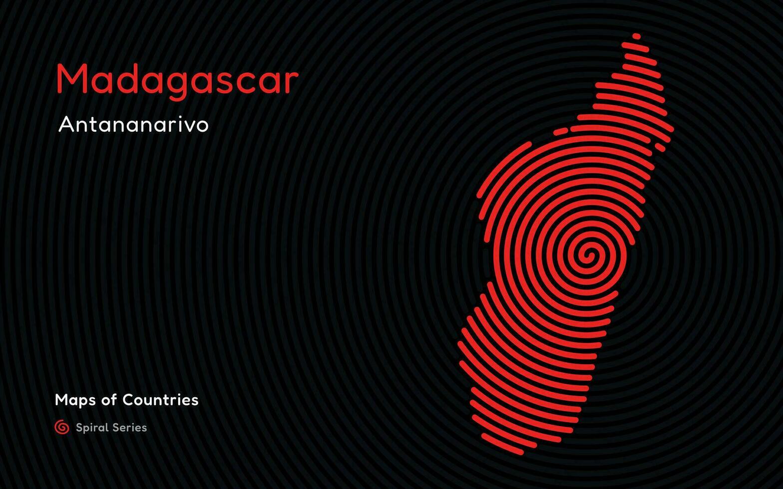 astratto carta geografica di Madagascar con spirale Linee vettore