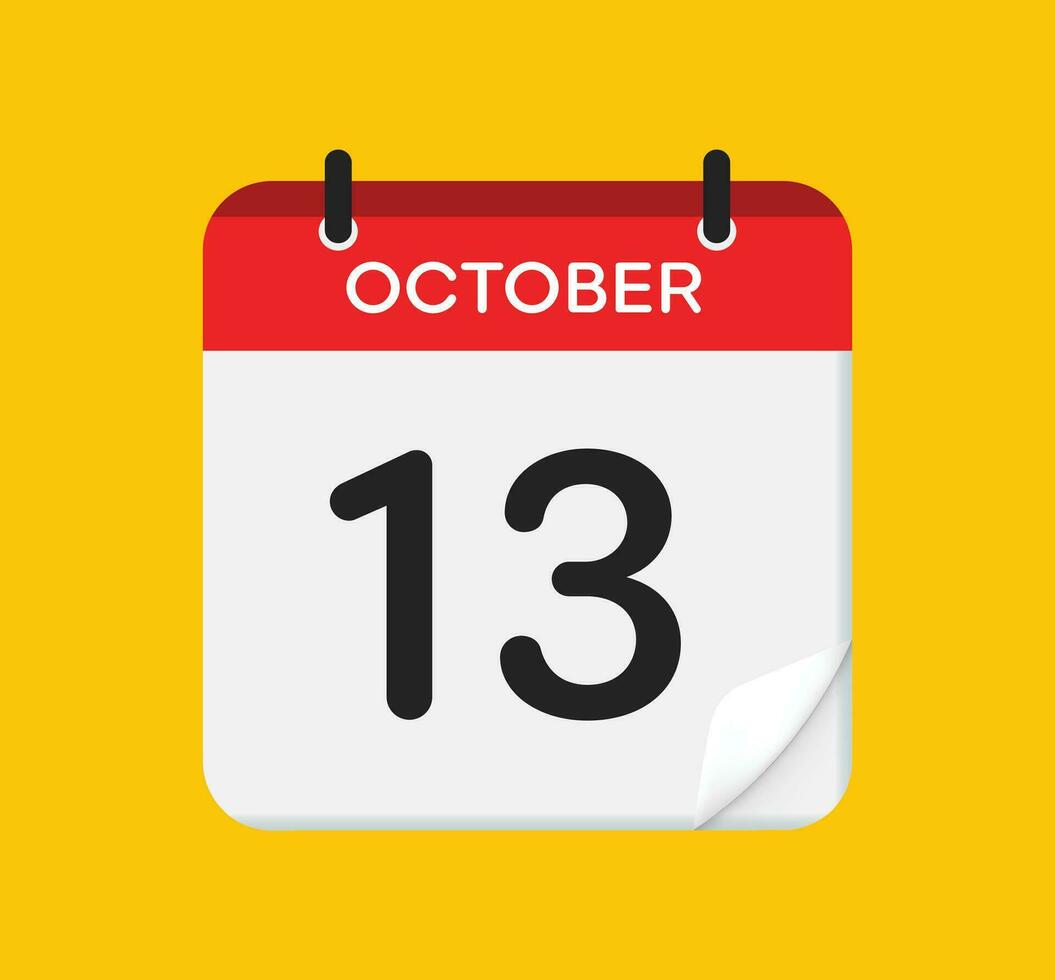 vettore calendario icona. 13 ottobre. giorno, mese. piatto stile.