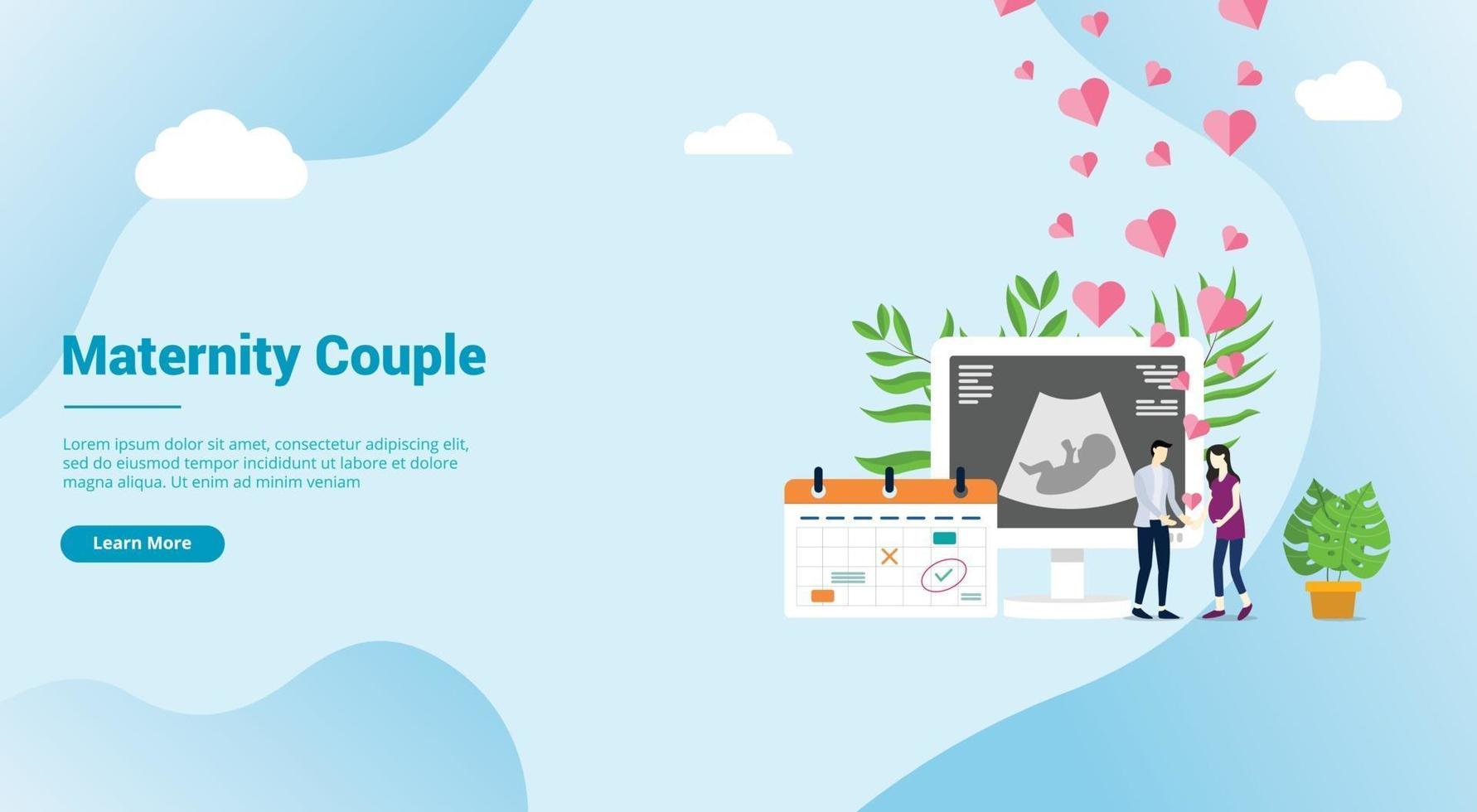 maternità o gravidanza coppia felice per l'atterraggio del sito web vettore