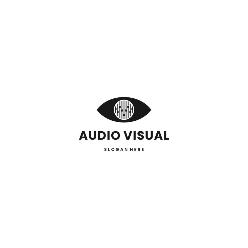 Audio visivo logo design su isolato sfondo vettore