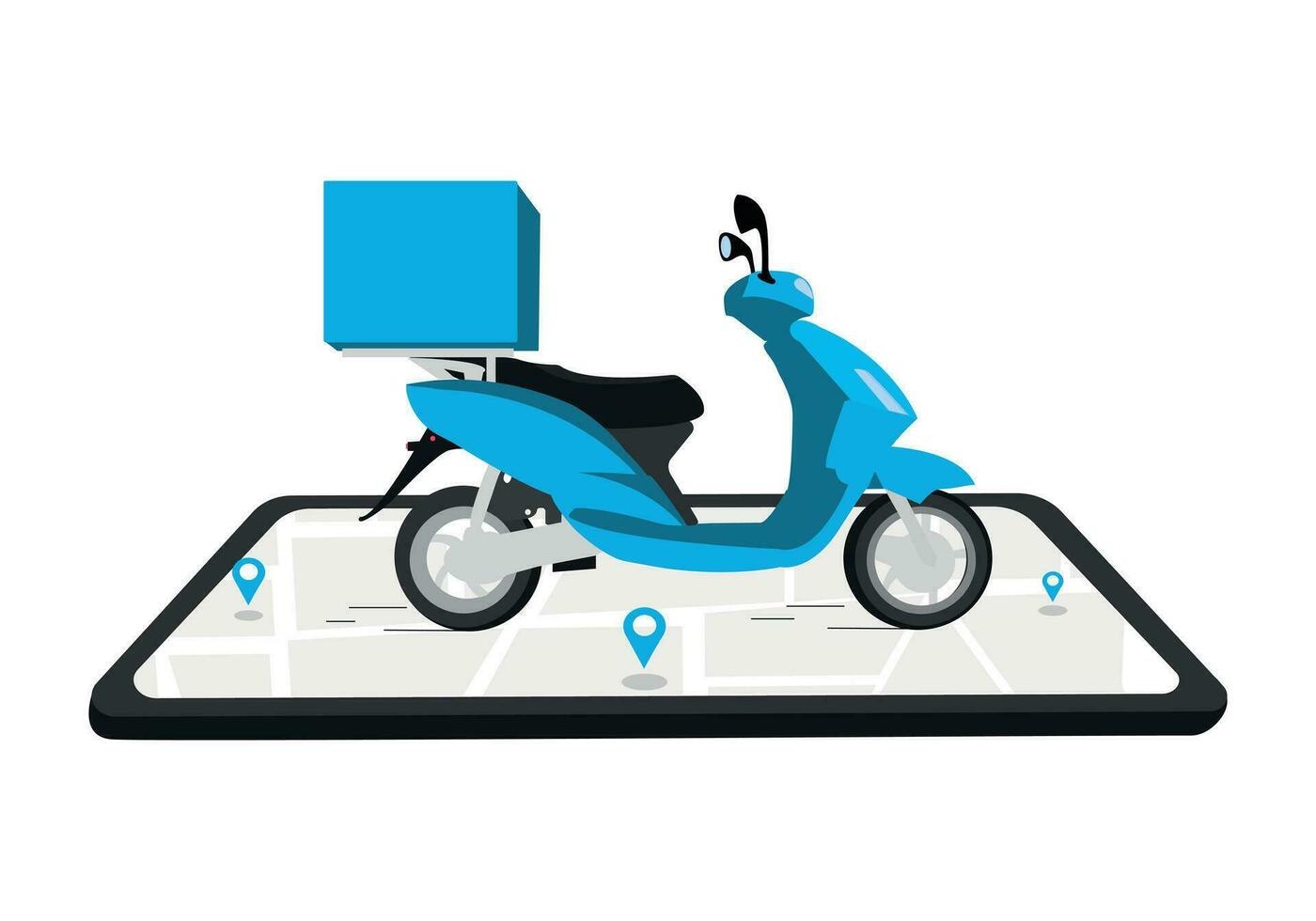 scooter su bianca. scooter su smartphone vettore