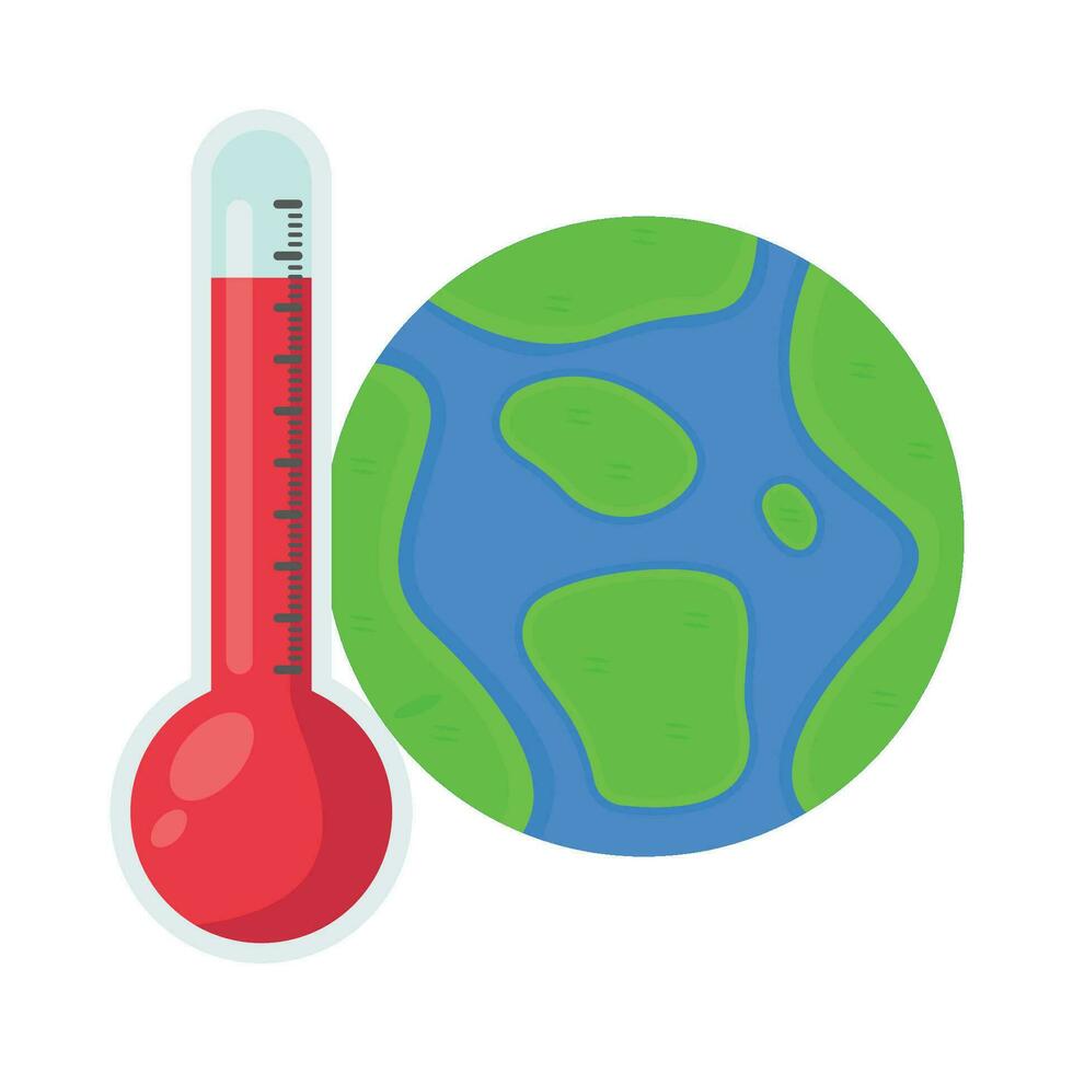 terra e termometro icona. piatto illustrazione di terra e termometro vettore icona per ragnatela design