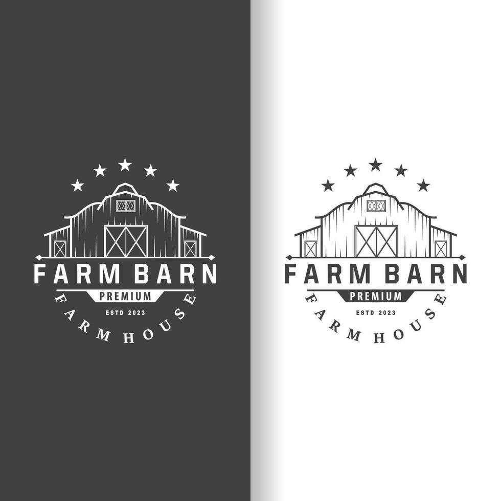 agricoltura azienda agricola fienile logo, semplice retrò stile Vintage ▾ edificio templet illustrazione design vettore