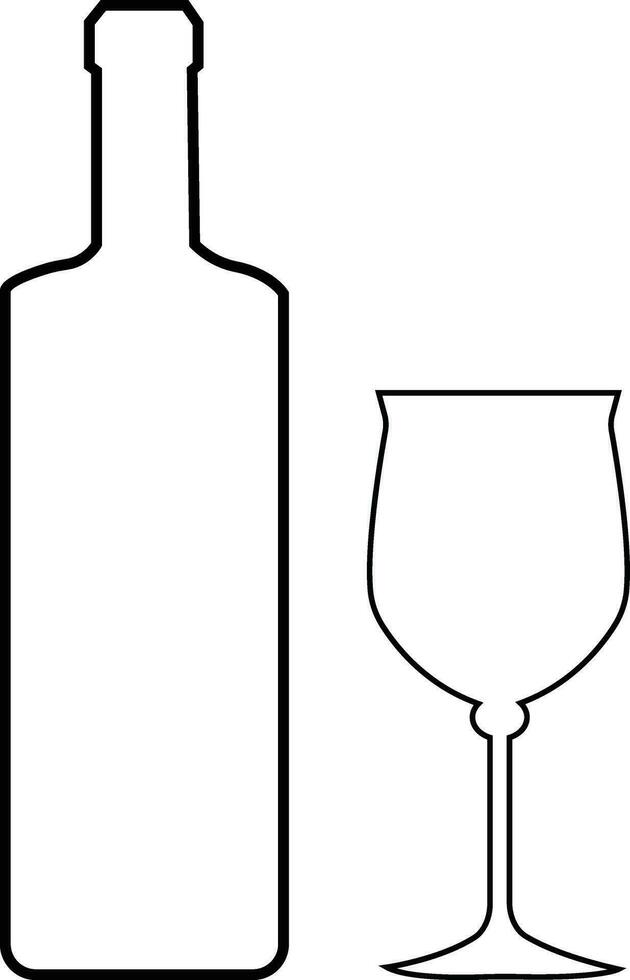 alcool bottiglia e bicchiere linea icone. nero schema vettore silhouette con vino, Cognac, Champagne, birra. alcool lineare collezione .elementi monocromatico