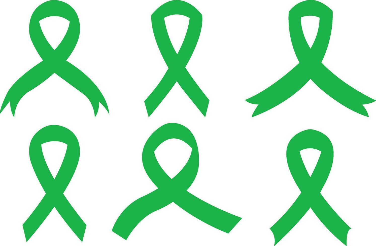 cancro nastro piatto icona impostare. vettore consapevolezza nastro verde colore isolato su . internazionale giorno di cancro, mondo cancro giorno. design modello elemento per grafica collezione