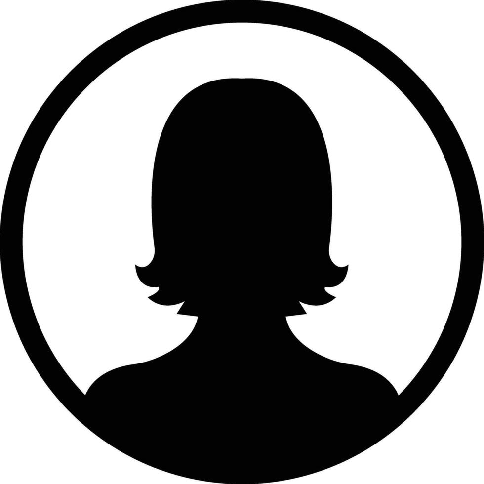 attività commerciale avatar profilo nero icona. donna di utente piatto vettore simbolo nel di moda pieno stile isolato su . femmina profilo persone diverso viso per sociale Rete o ragnatela.