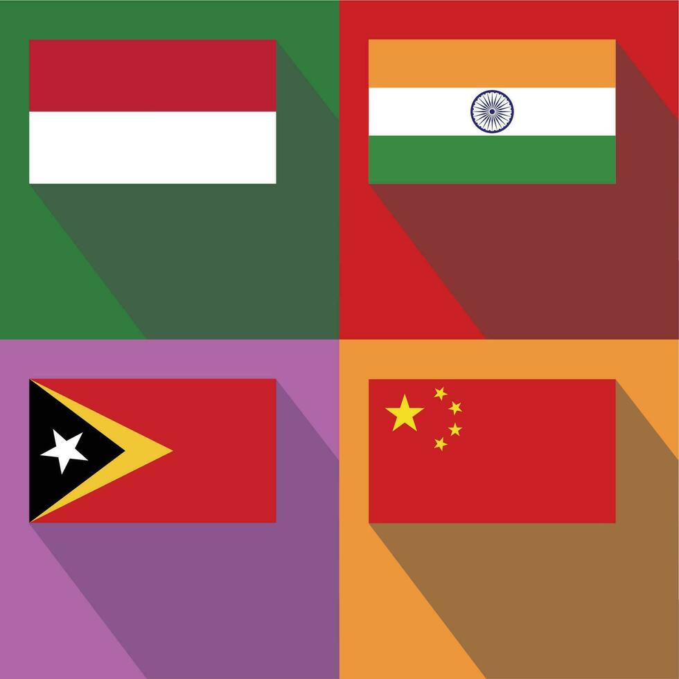 Cina, timor, India, Indonesia bandiera vettore