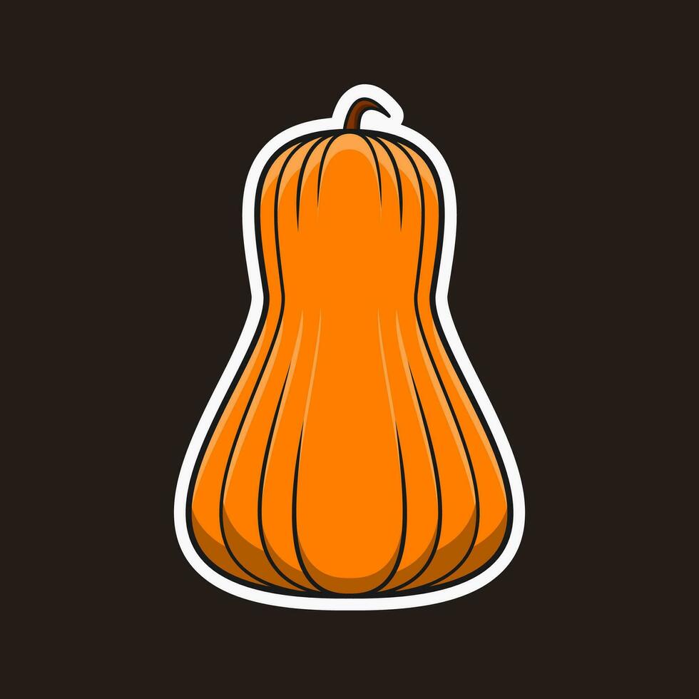 zucca illustrazione cartone animato etichetta vettore