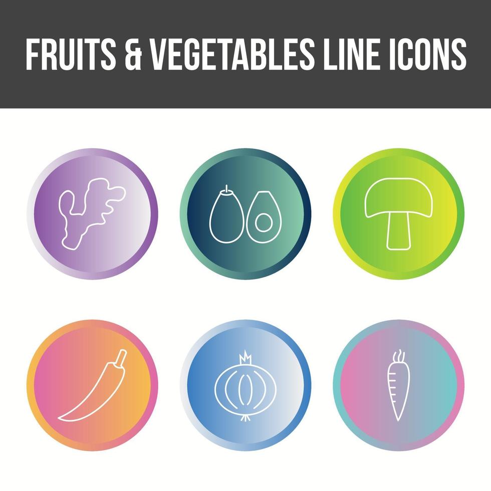 set di icone vettoriali di frutta e verdura unici