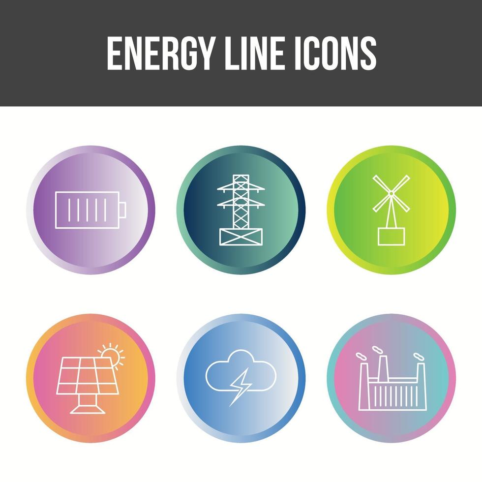 set di icone vettoriali linea di energia