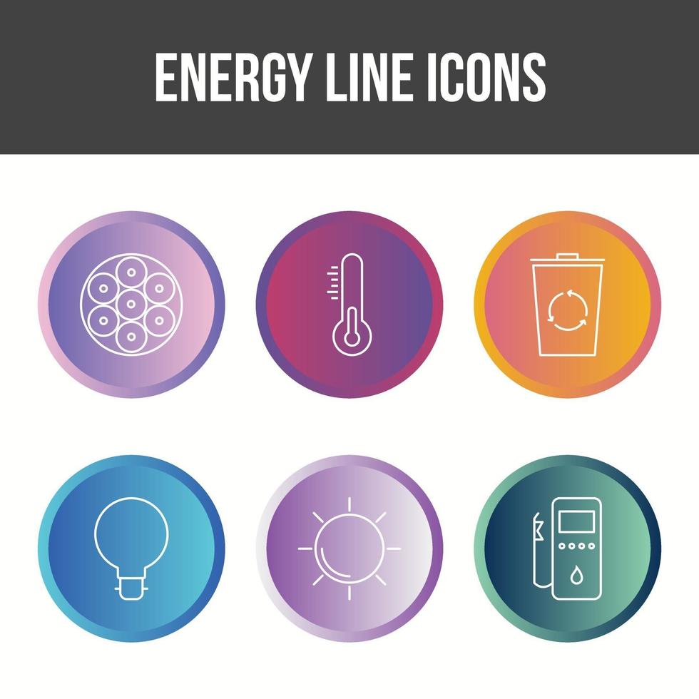 set di icone vettoriali di linea energetica unica