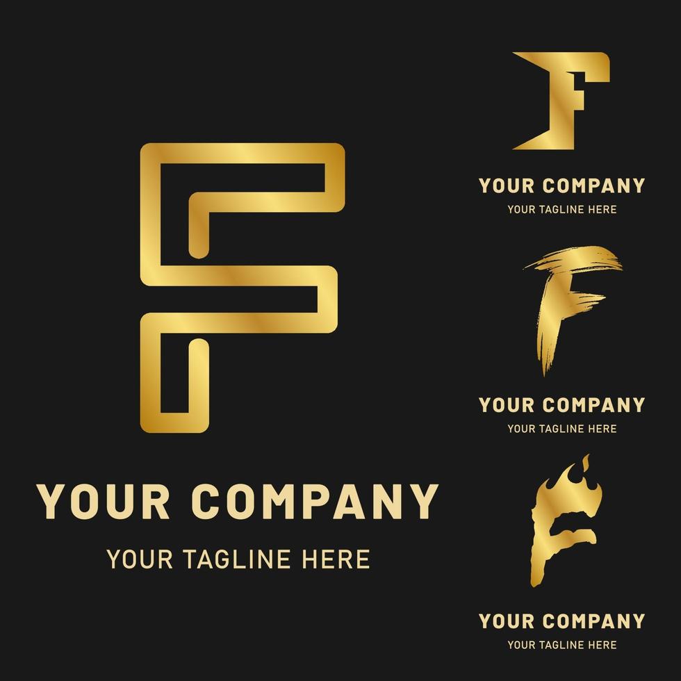 collezione logo lettera f dorata vettore