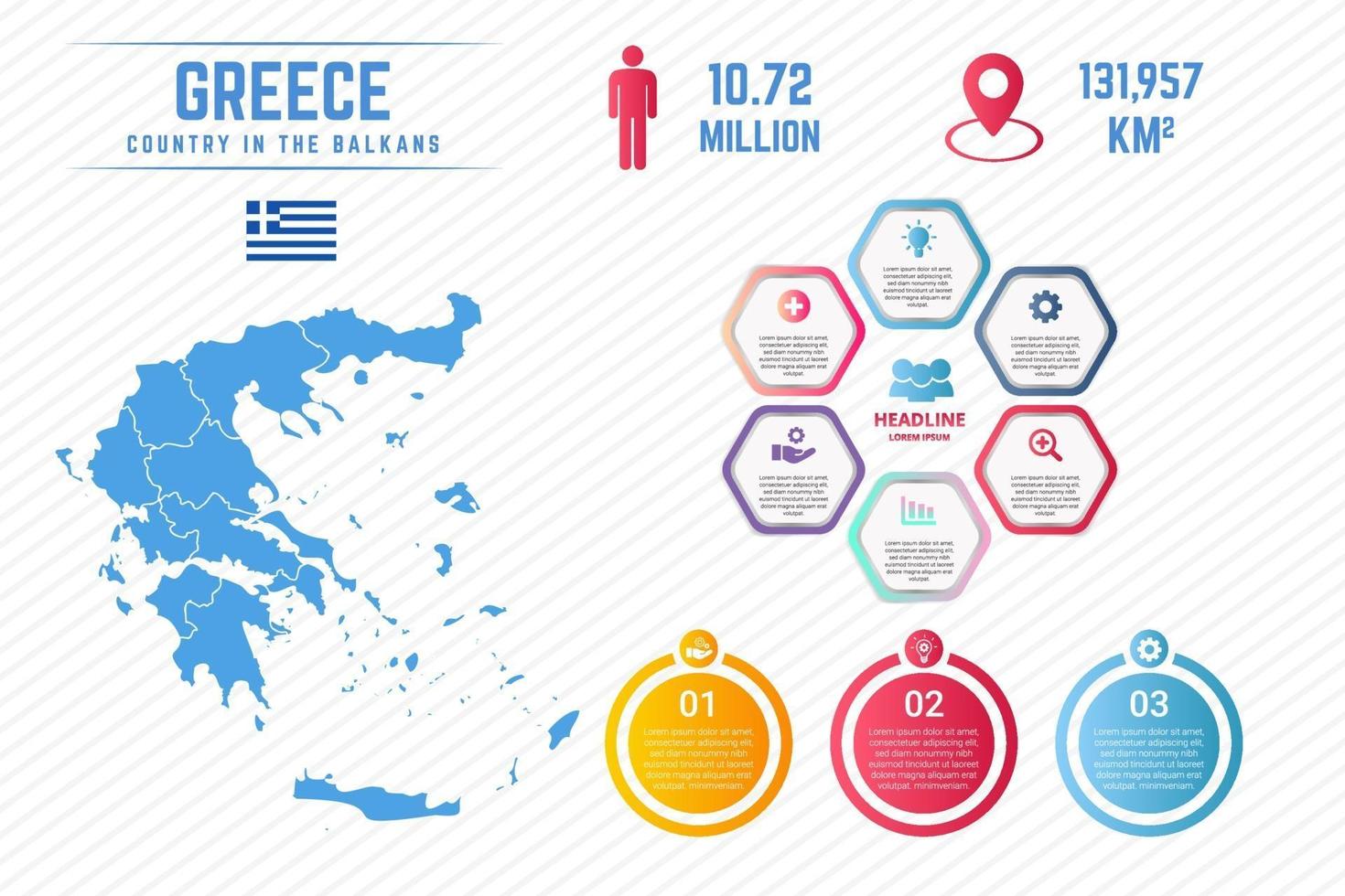 modello di infografica mappa colorata grecia vettore