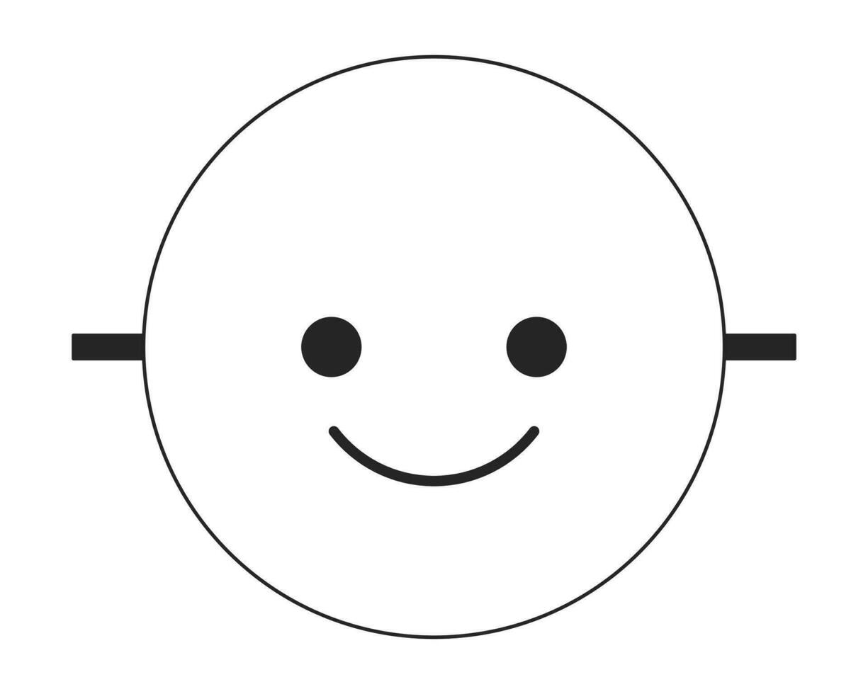 emoji viso piatto monocromatico isolato vettore oggetto. positivo emozioni maschera. modificabile nero e bianca linea arte disegno. semplice schema individuare illustrazione per ragnatela grafico design