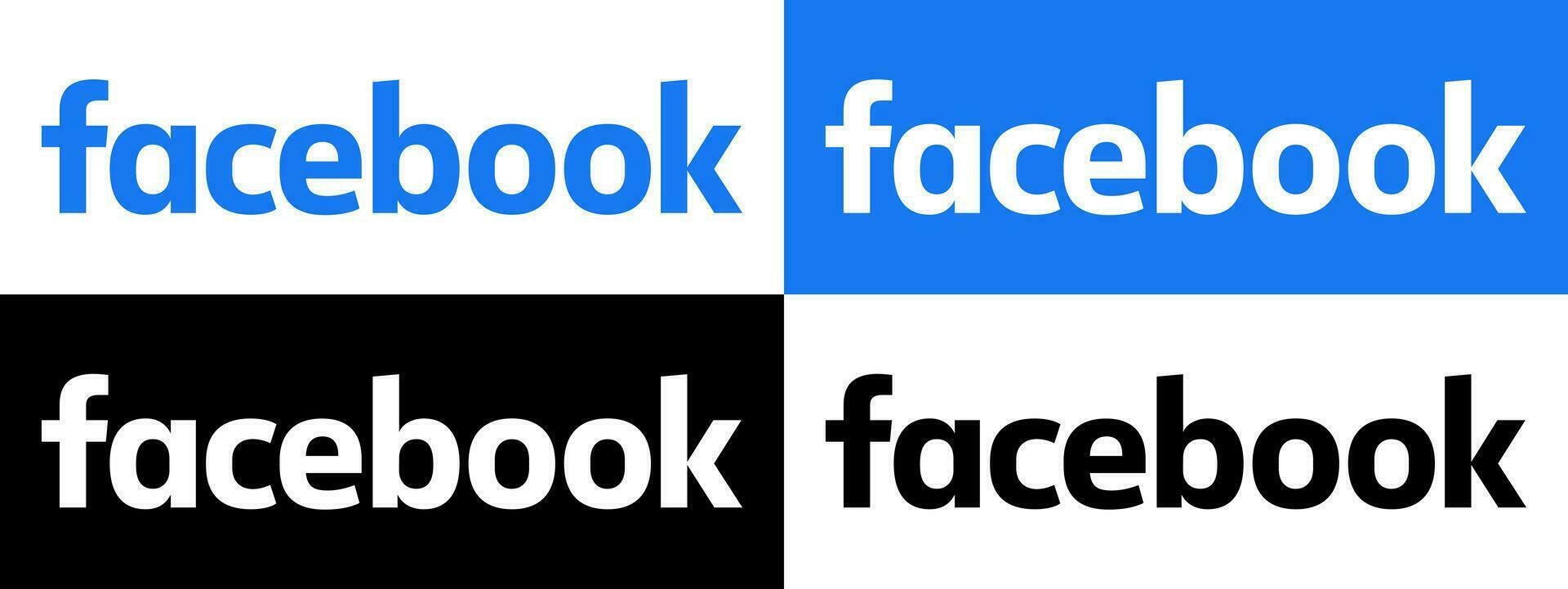 Facebook testo logo - vettore impostato collezione - nero silhouette - ultimo blu colore font - isolato. originale Facebook nome genere per ragnatela pagina, mobile App o Stampa materiali.