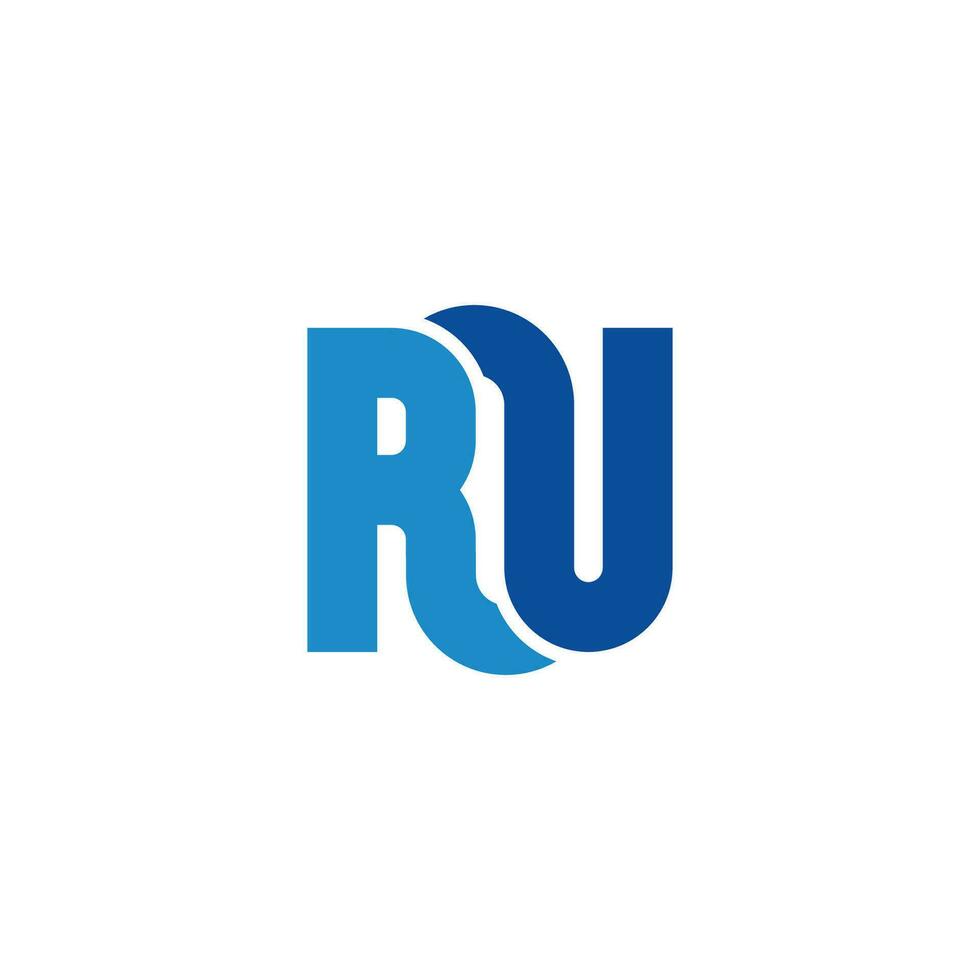 lettera ru blu curve geometrico logo vettore