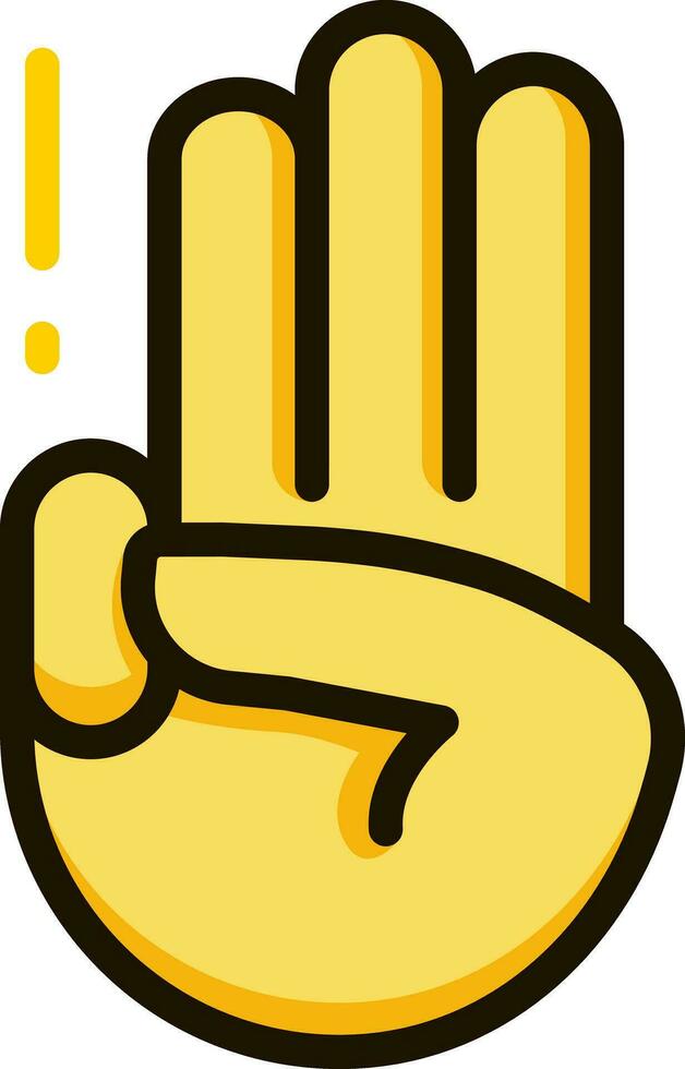 tre dito saluto icona emoji vettore
