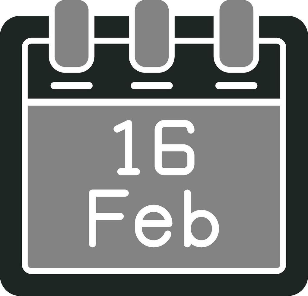 febbraio 16 vettore icona