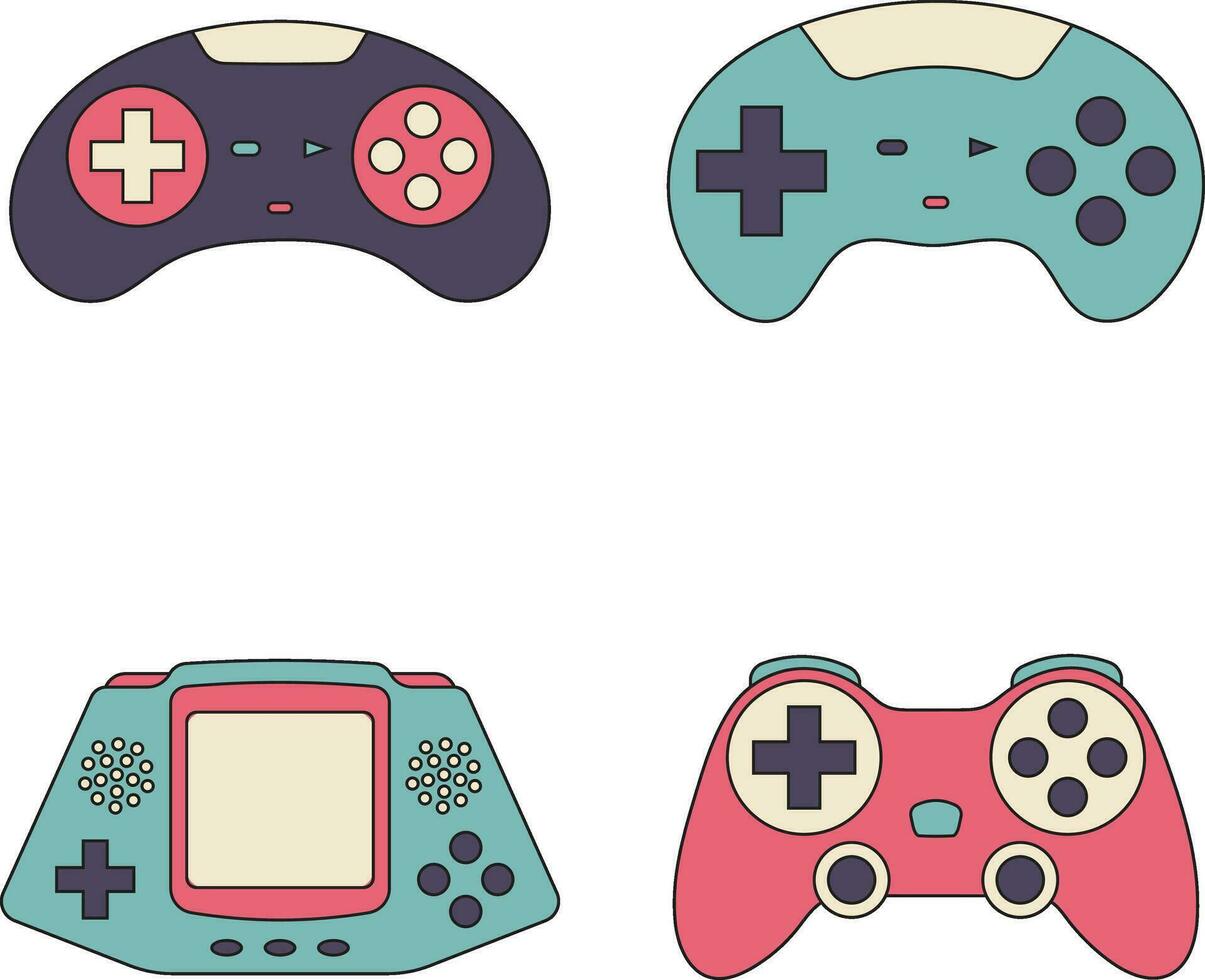 retrò gioco consolle nel piatto design. vettore illustrazione impostare.