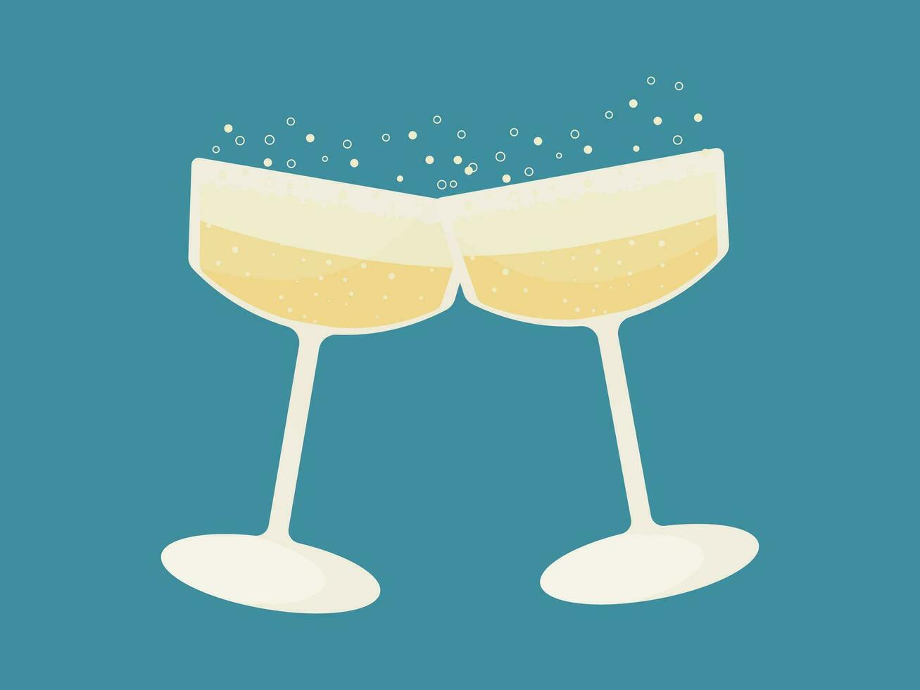 vettore Due pieno bicchieri di vino o Champagne. illustrazione su un' blu sfondo. vettore illustrazione