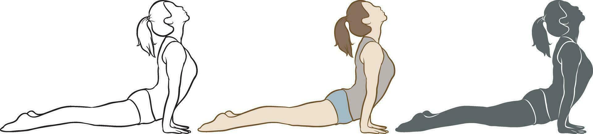 donna fare yoga posa silhouette impostare. vettore