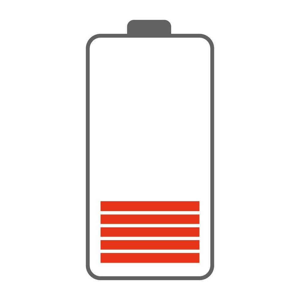Basso batteria icona. vettore tecnologia e elettricità illustrazione isolato su bianca sfondo. caricare simbolo, Salvataggio energia concetto per mobile App disegno, ragnatela pulsante.