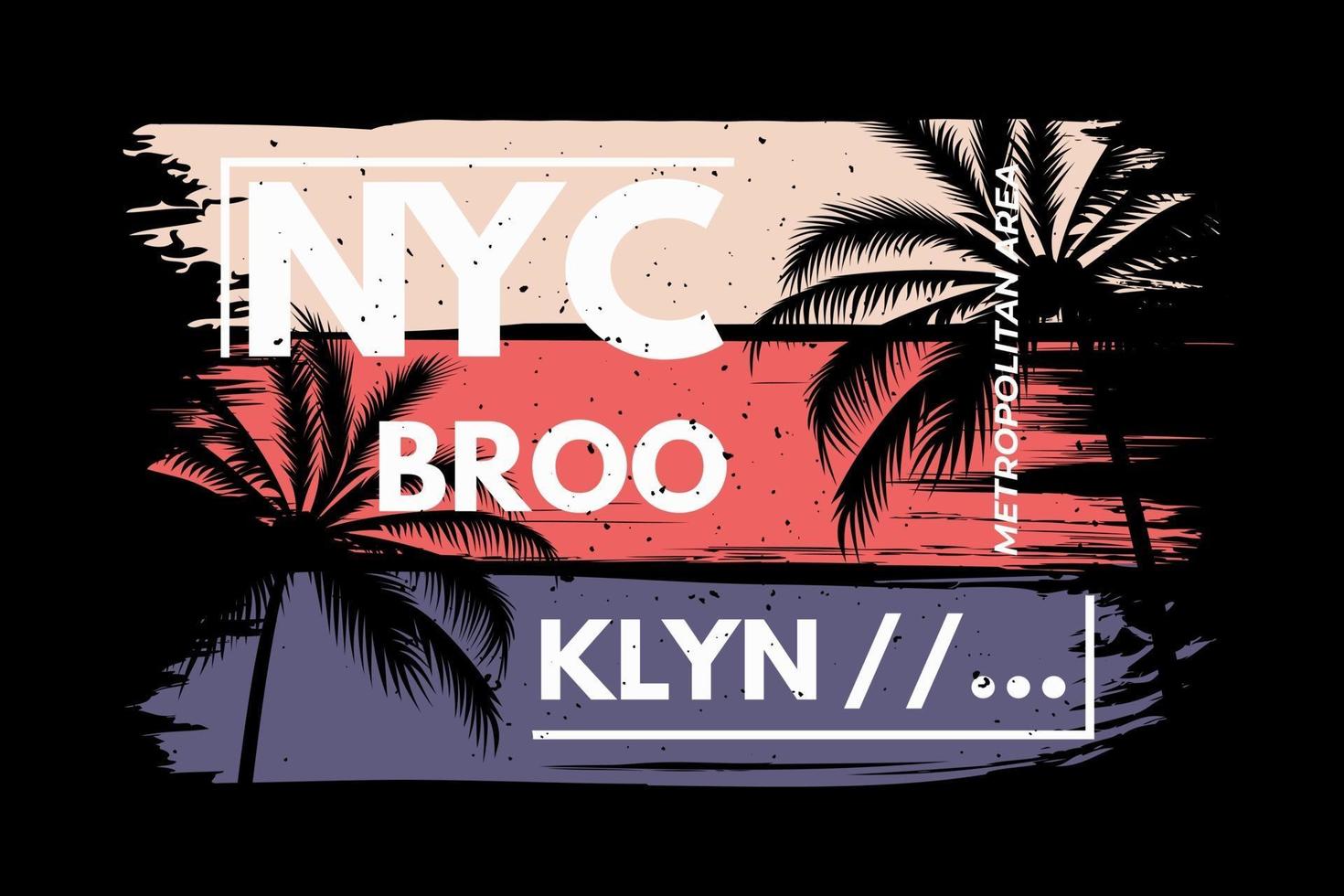 t-shirt design della palma di brooklyn vettore
