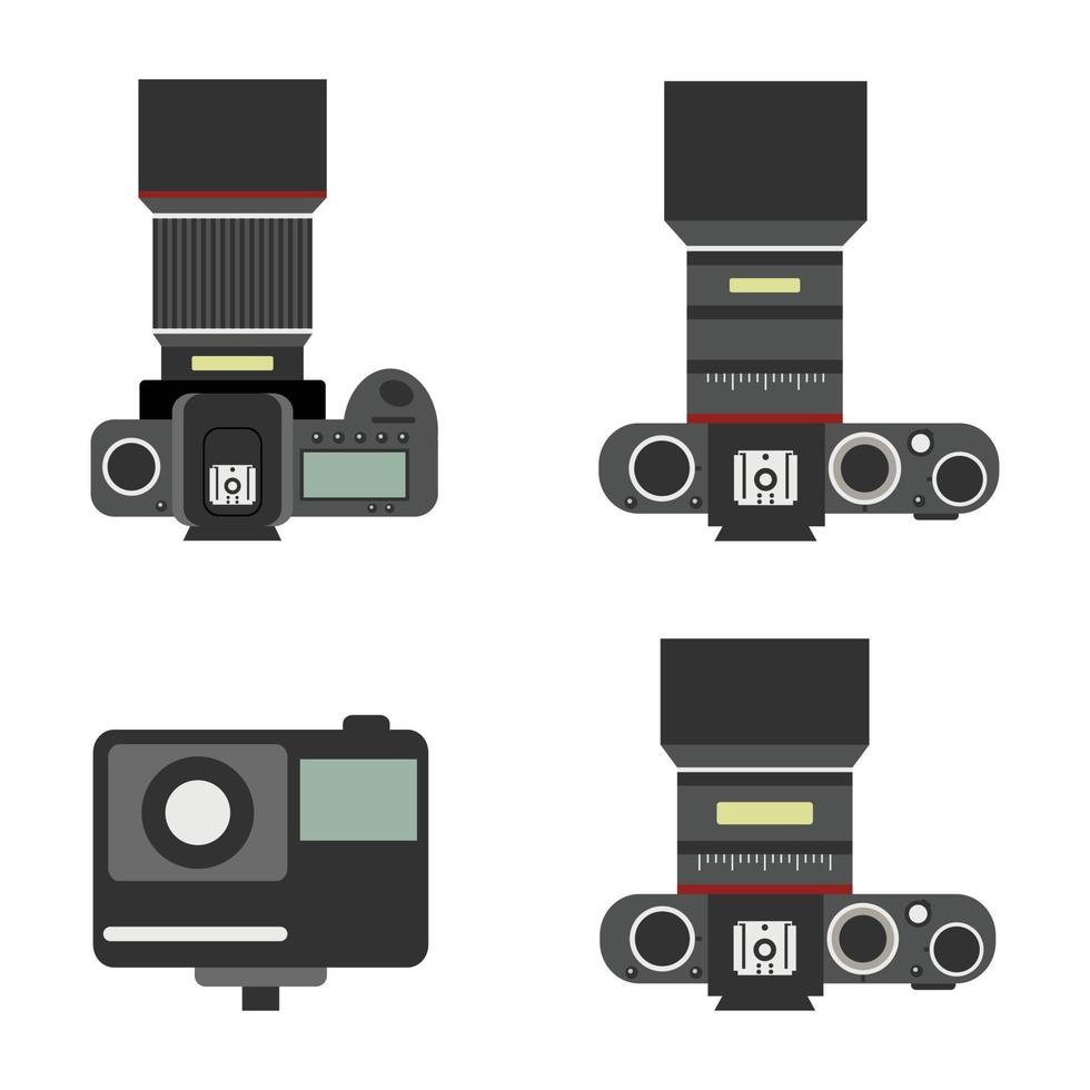 set di fotocamera compatta e mirrorless, icona della fotocamera digitale del vettore. vettore