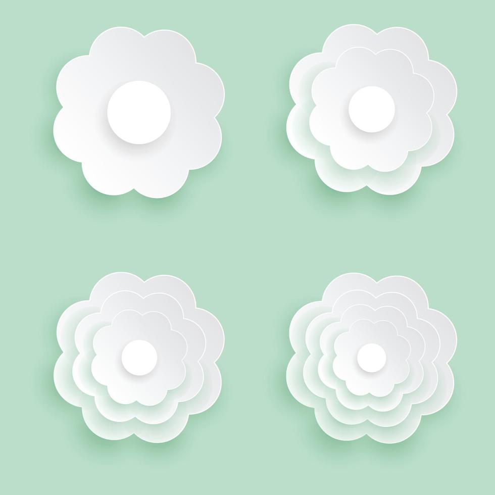icona del fiore reciso di carta, design piatto del fiore bianco. vettore
