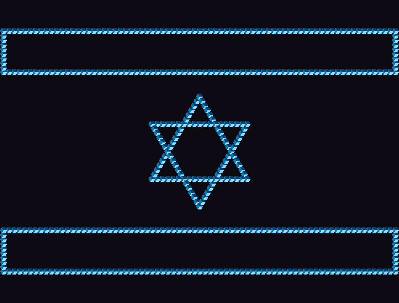 israeliano bandiera su un' buio triste sfondo. simboli di Israele basato su il penrose triangolo. monolitico base di israeliano simboli basato su insolito figure con violazioni di il legislazione di geometria vettore