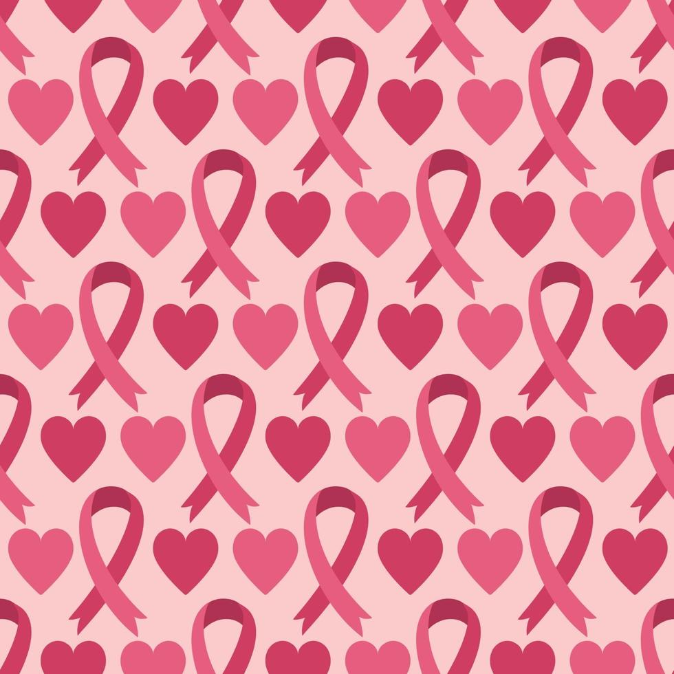 nastro rosa senza cuciture - consapevolezza e cuori del cancro al seno vettore