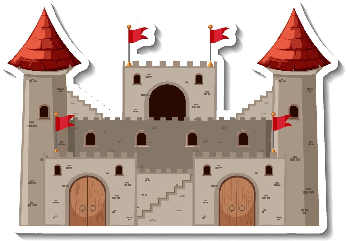 adesivo cartone animato castello e fortezza di pietra vettore