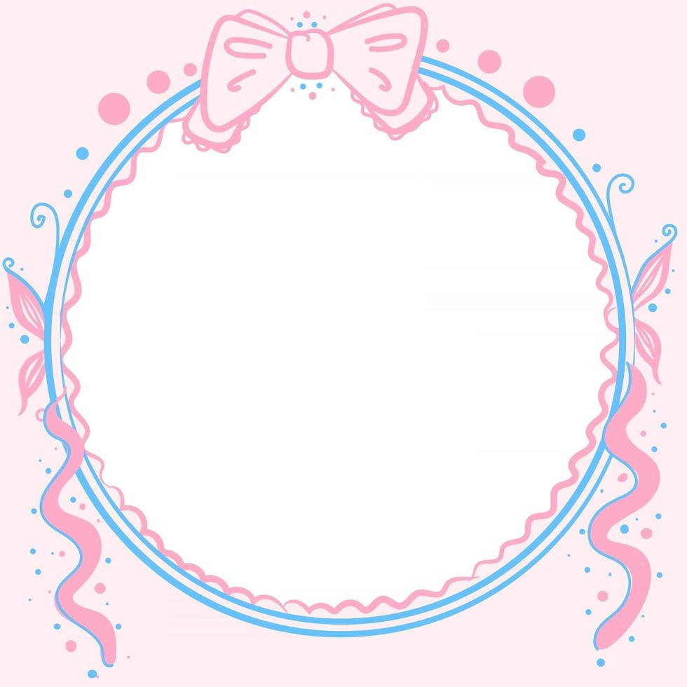 cornice kawaii con fiocchi ed elementi decorativi nei colori blu e rosa vettore