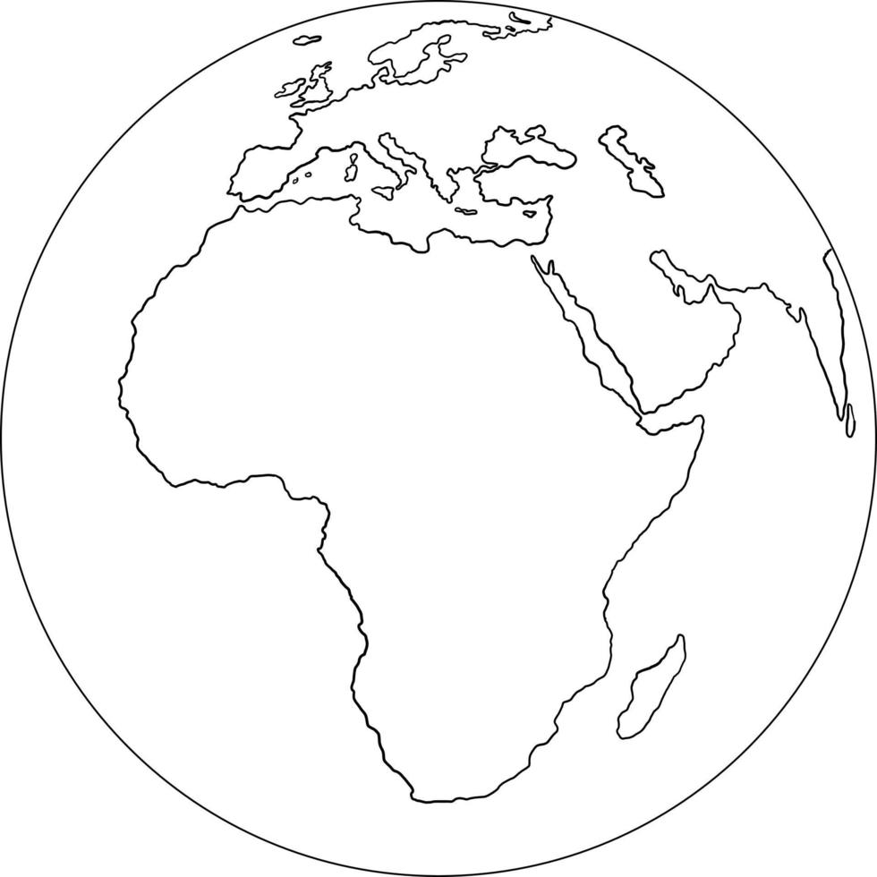 schizzo di mappa mondo globo a mano libera su sfondo bianco. vettore