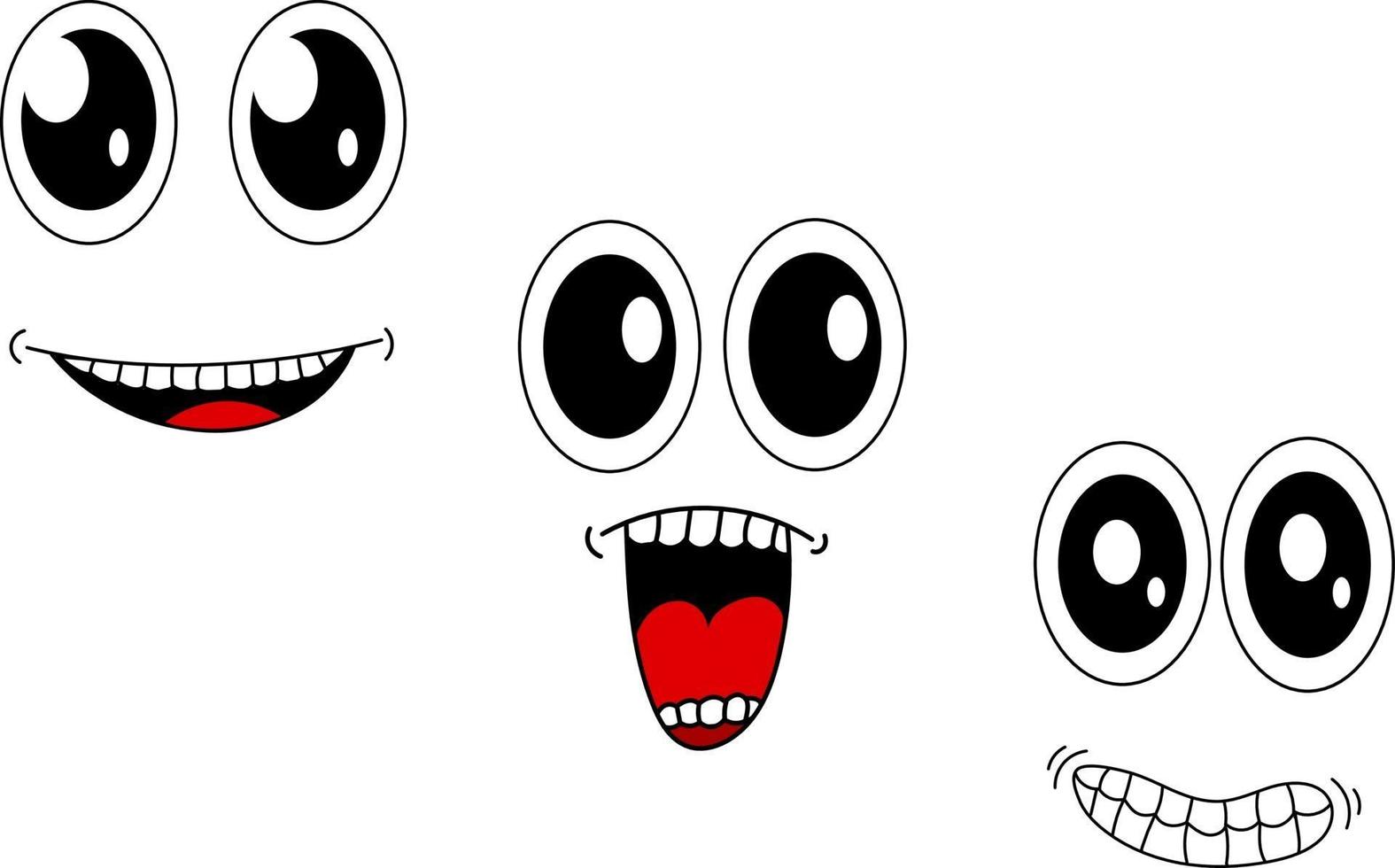 emoticon faccia con stile cartone animato in eps vettore occhi e bocca