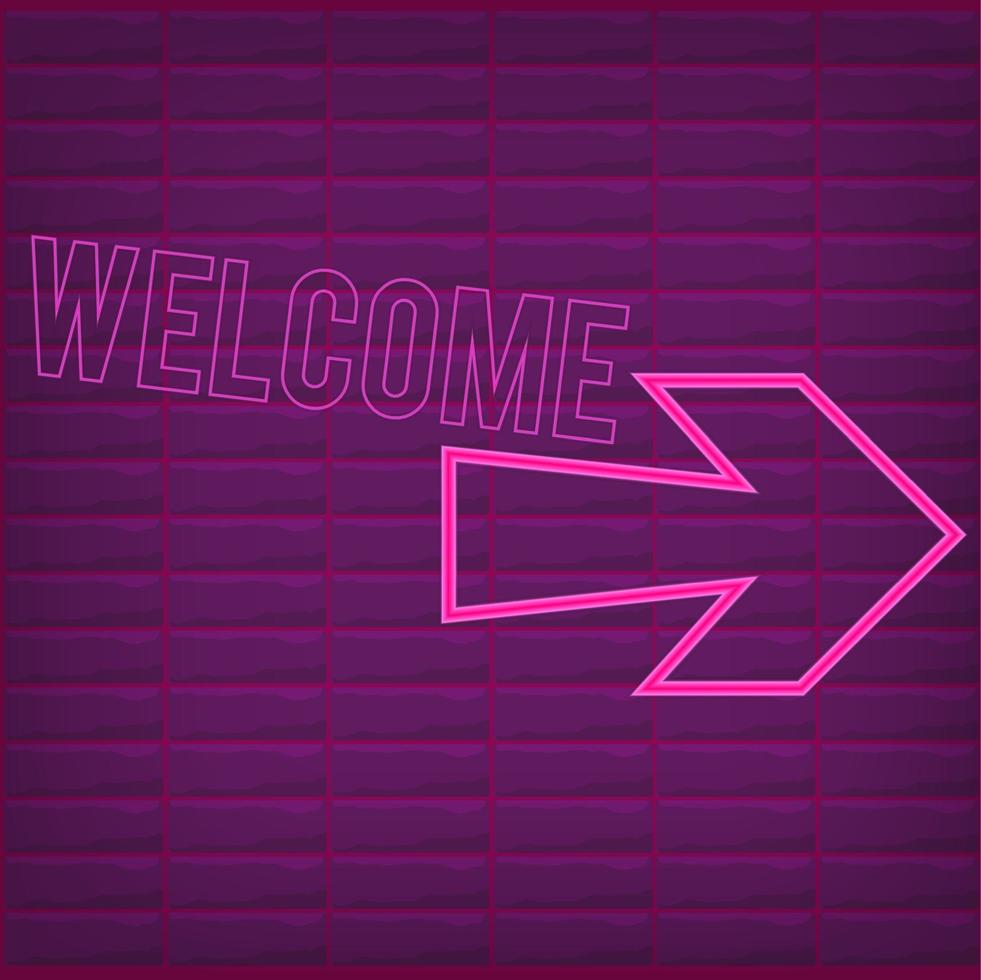 segno di benvenuto effetto neon rosa. effetto neon rosa isolato per scatola vettore