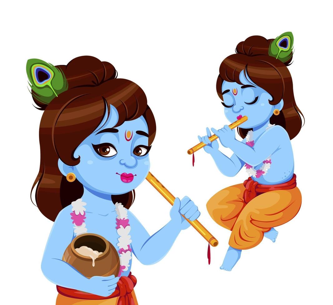 felice krishna janmashtami. Signore Krishna vettore