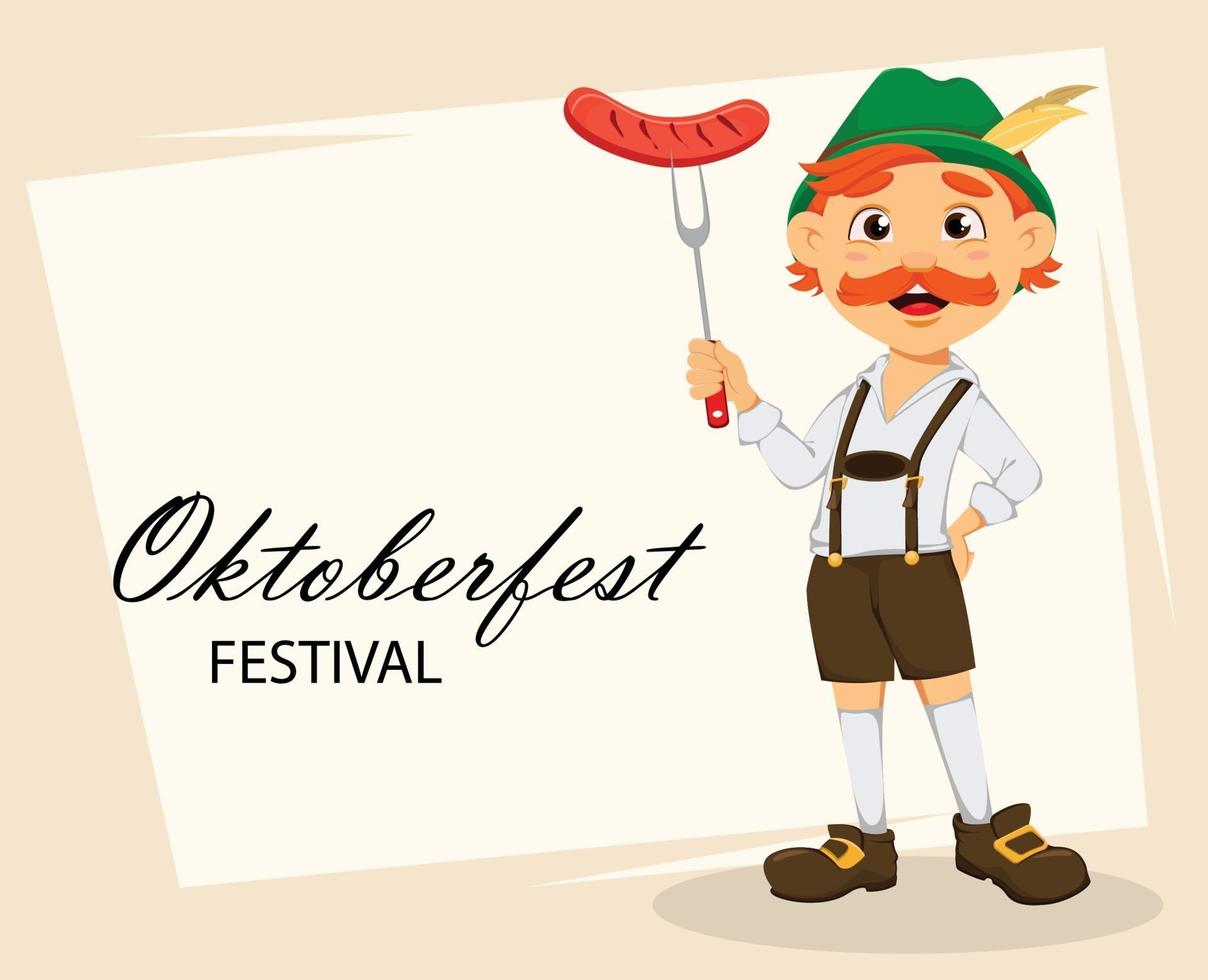 Oktoberfest, festa della birra. uomo dai capelli rossi divertente vettore