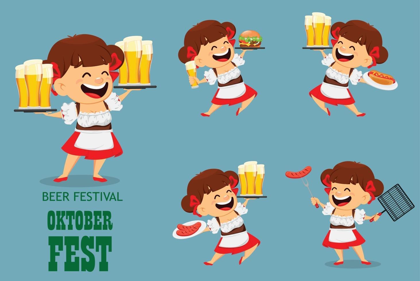 Oktoberfest, festa della birra. donna divertente vettore