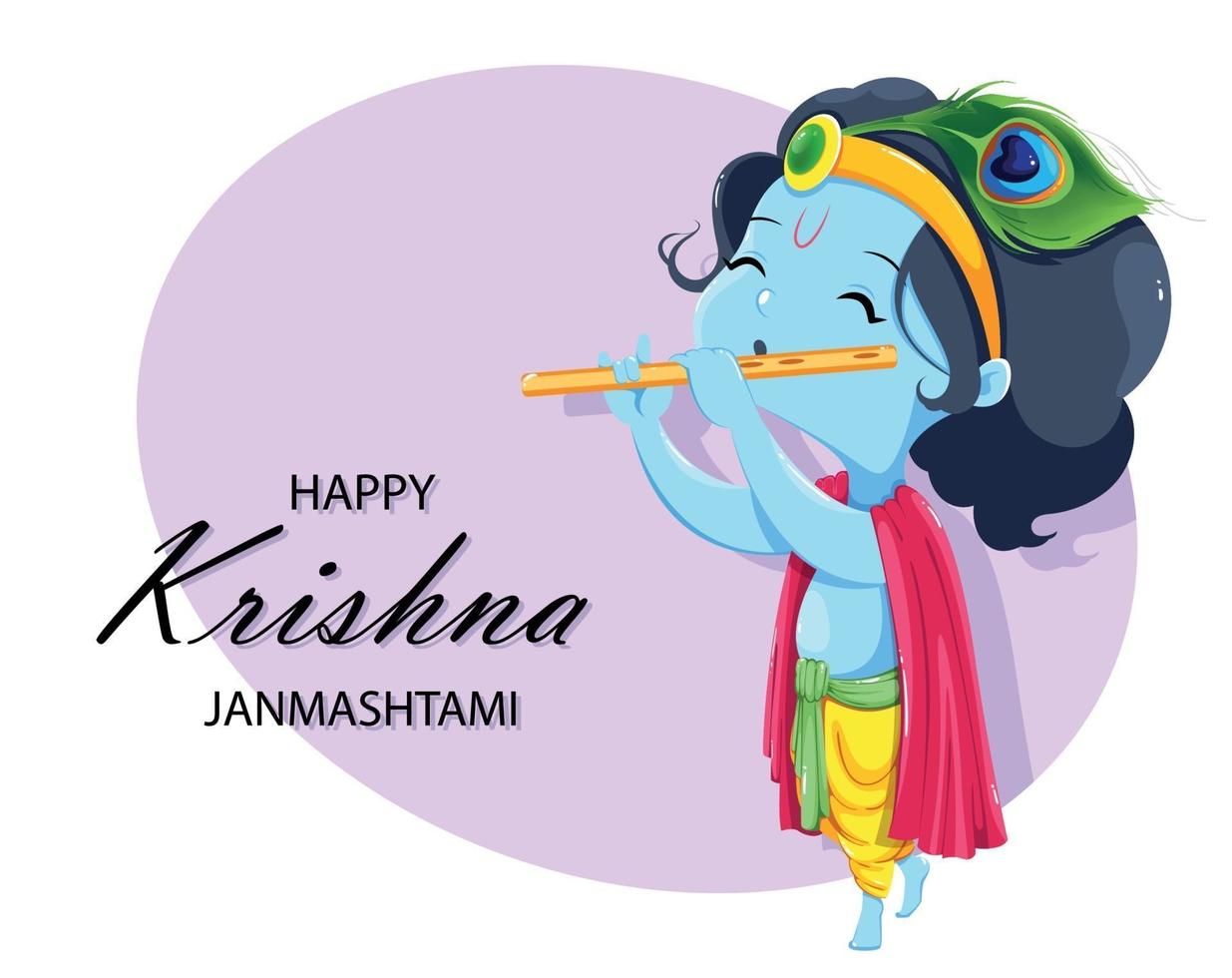 felice biglietto di auguri krishna janmashtami vettore