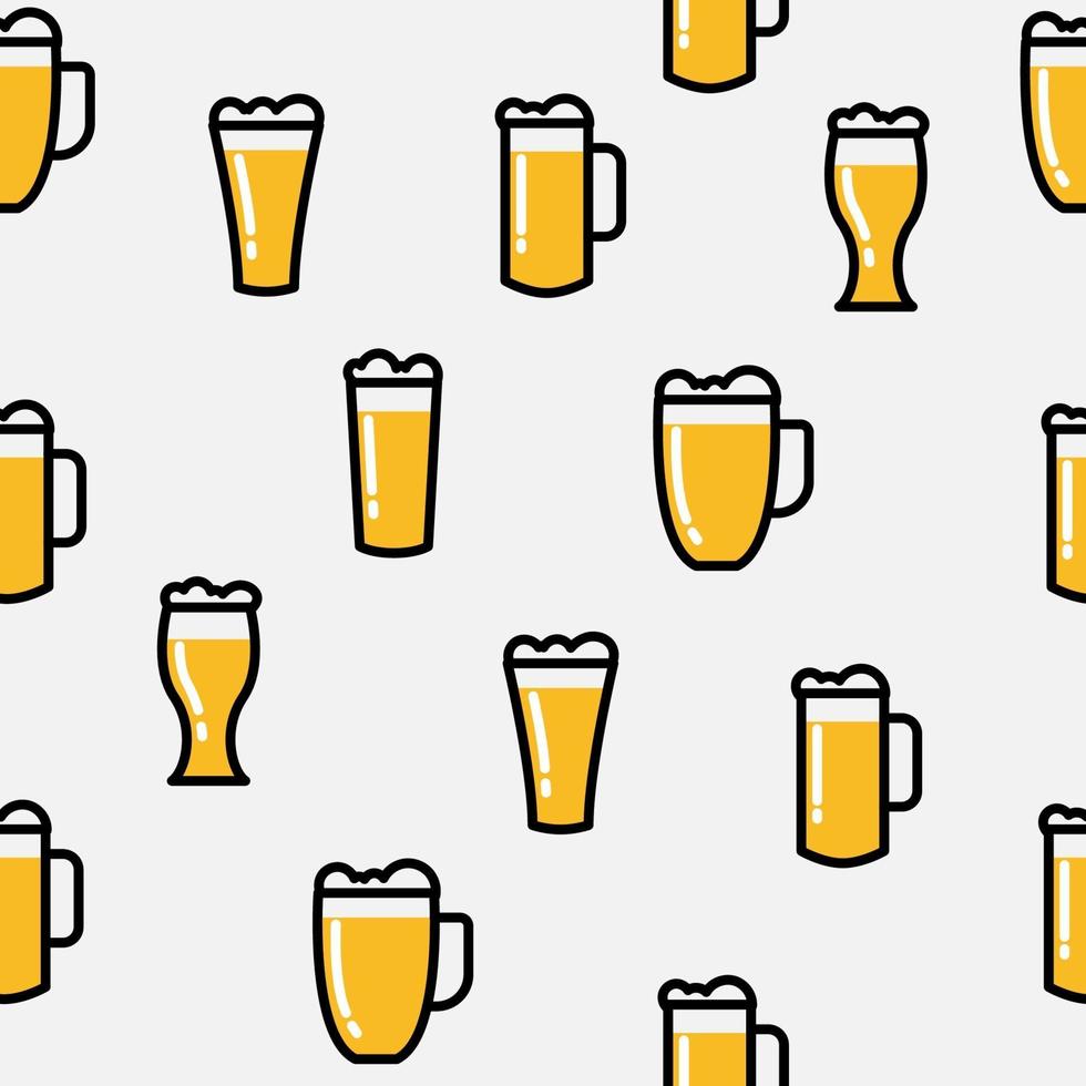 modello di sfondo senza soluzione di continuità dell'icona del bicchiere di birra, illustrazione vettoriale