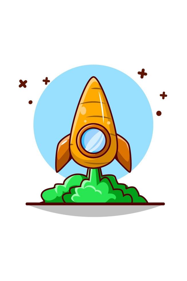 razzo carota icona cartone animato carino illustrazione vettore