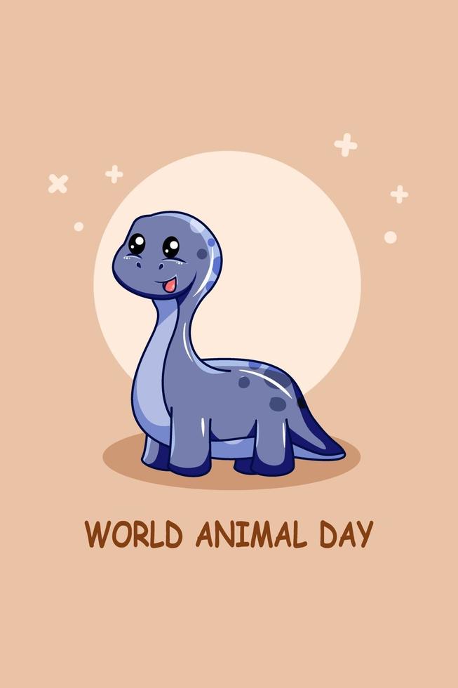 personaggio di design del dinosauro nella giornata mondiale degli animali vettore