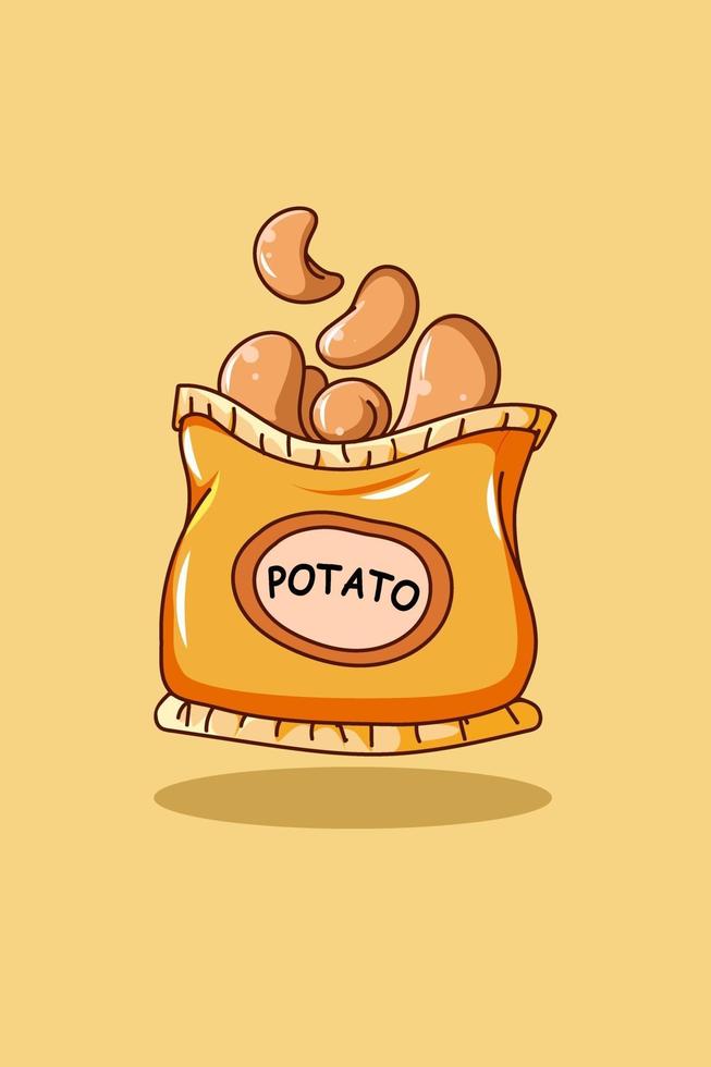 illustrazione del fumetto dell'icona dello spuntino di patate vettore
