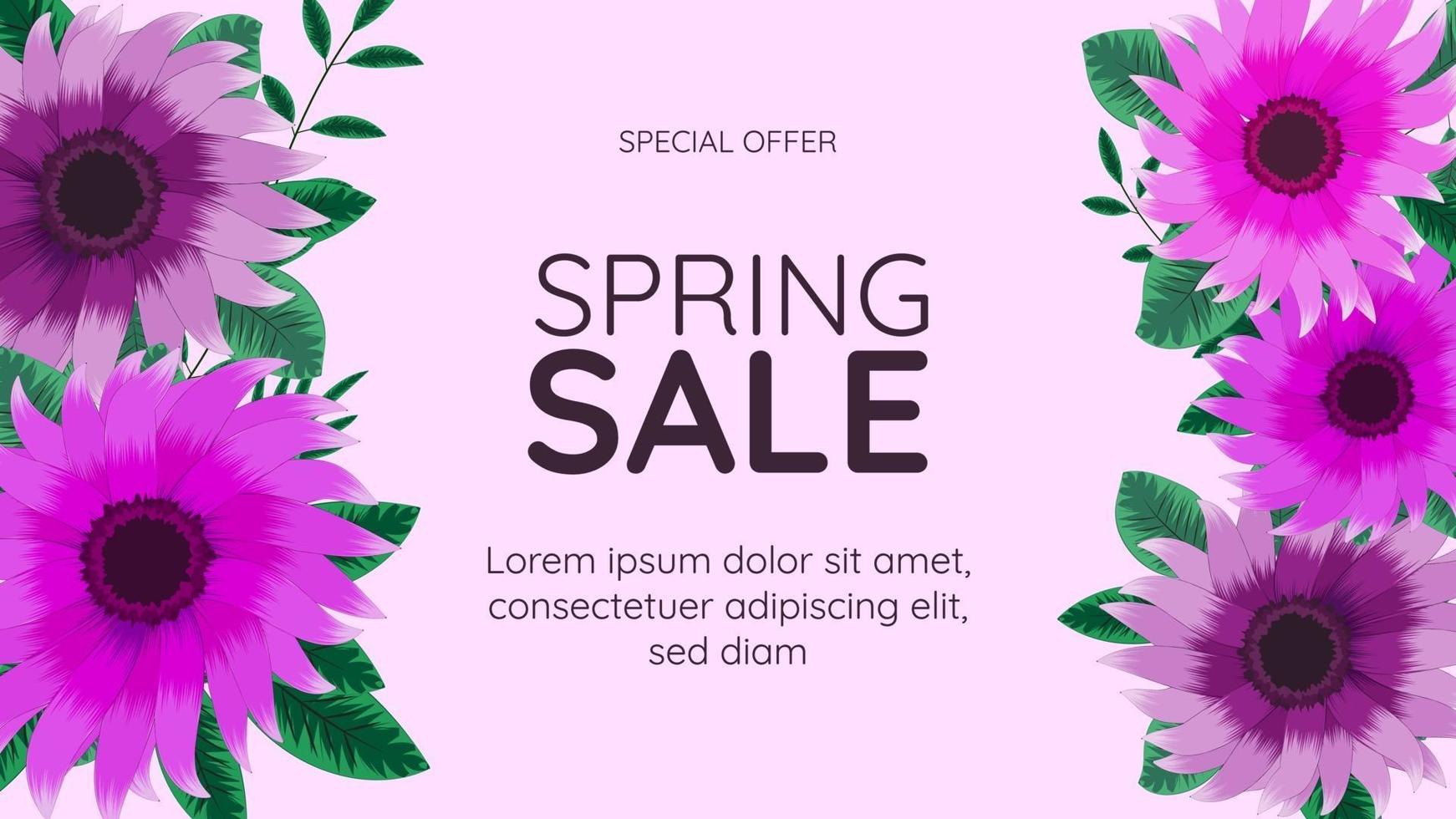 sconto offerta banner fiori floreali di vendita primaverile moderna. vettore