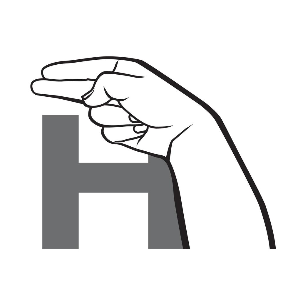 mano lingua dei segni alfabeto lettera h illustrazione vettoriale. vettore