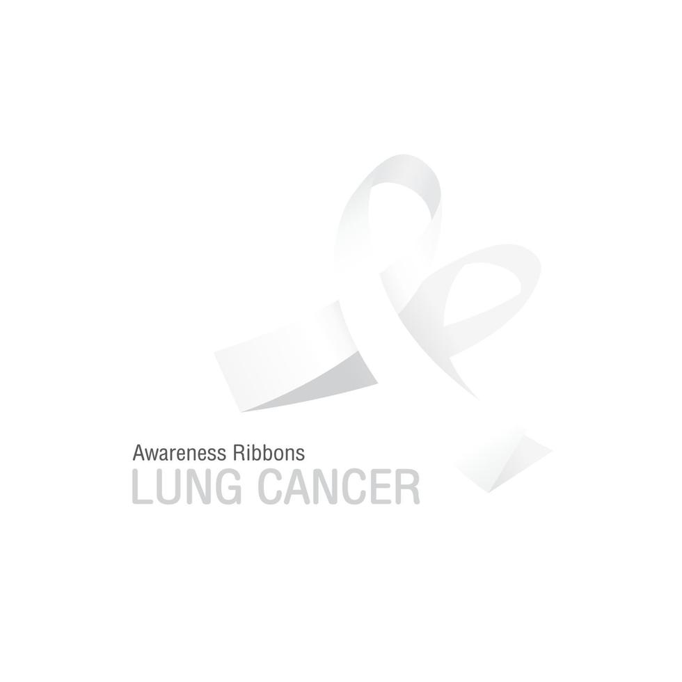nastri di consapevolezza bianchi o perlati dell'illustrazione di vettore del cancro del polmone.