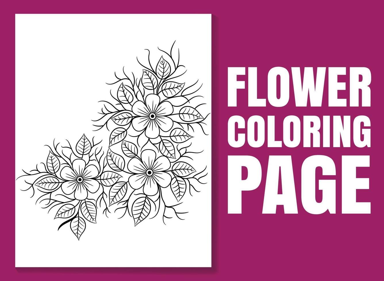 pagina da colorare di fiori per adulti e bambini. libro da colorare di fiori. vettore