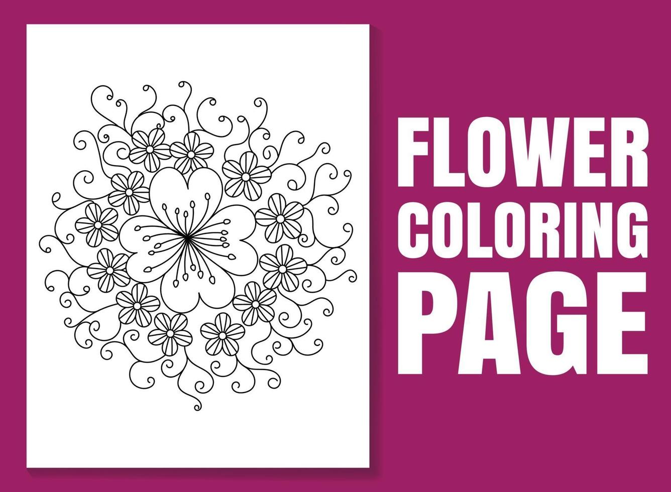 pagina da colorare di fiori per adulti e bambini. libro da colorare di fiori. vettore