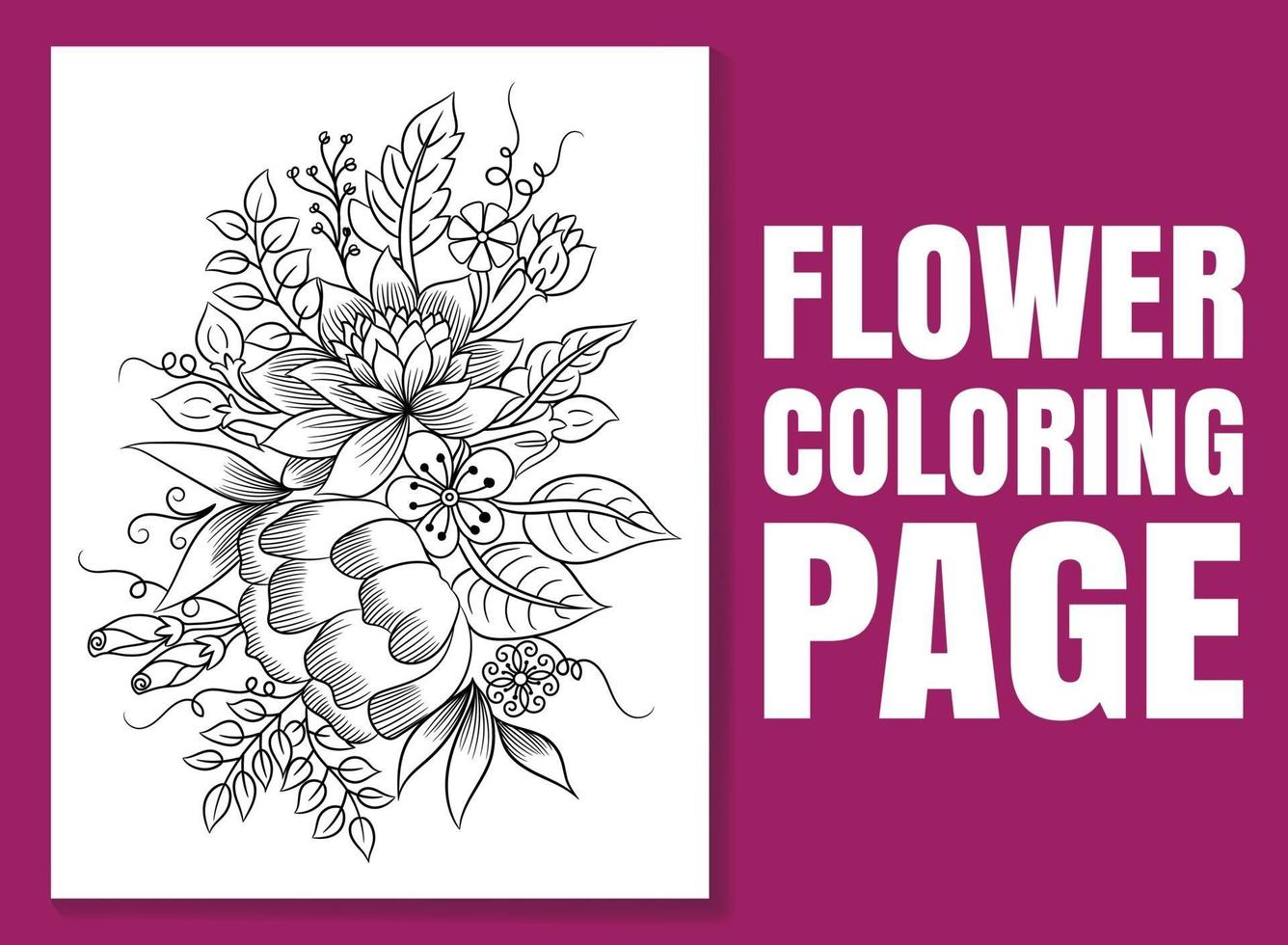 pagina da colorare di fiori per adulti e bambini. libro da colorare di fiori. vettore